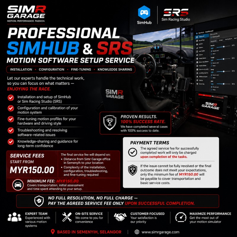 SIM RACING STUDIO (SRS) & SIMHUB MOTION SOFTWARE SETUP SERVICE